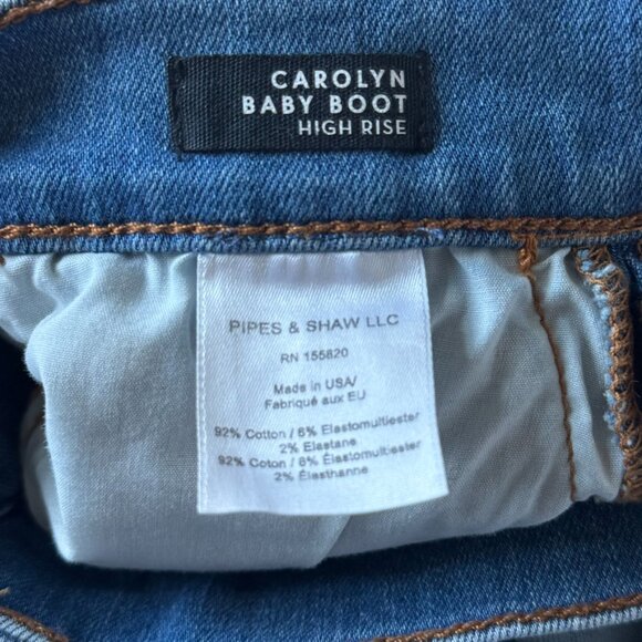Veronica Beard 26/2 Carolyn Baby Boot Tux Stripe Hi Rise Jeans Amsterdam Blue - Picture 7 of 8
